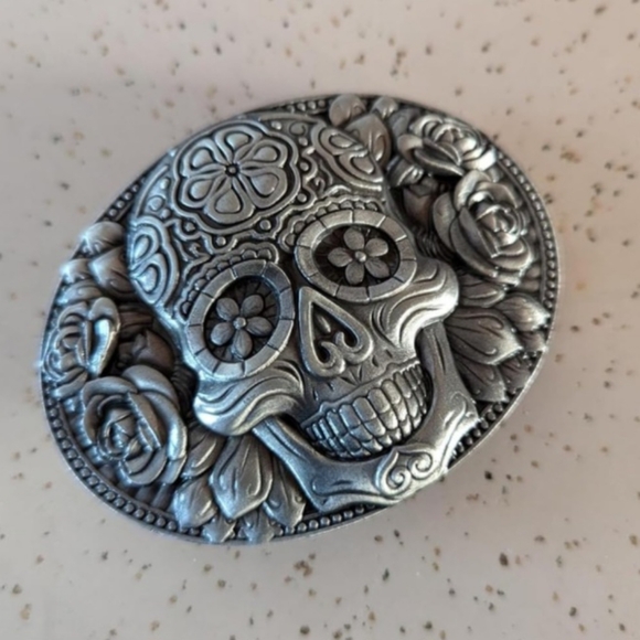New Sugar skull Dia los Muertos skull belt buckle - Picture 3 of 5